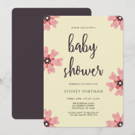 Invitation Baby shower Moderne Plutôt Floral