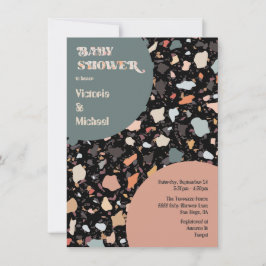 Invitation Baby shower moderne Retro Terrazzo
