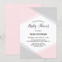 Baby shower moderne rose et gris Abstrait