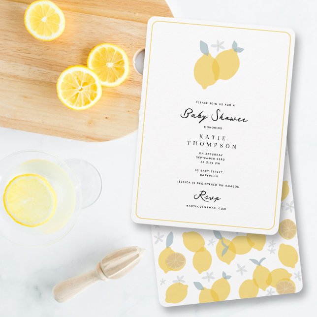 Invitation Baby shower moderne simple Pastel Citrus Lemons (Créateur téléchargé)