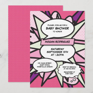 Invitation Baby shower moderne Sprinkler Girl Pink Combook