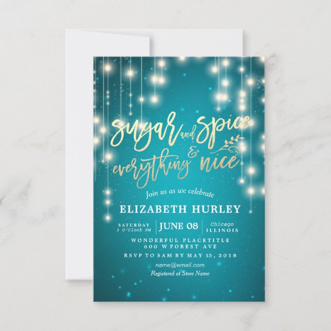 Invitation Baby-Shower Moderne Sucre & Épice & Tout Ce Qui Es (Devant)