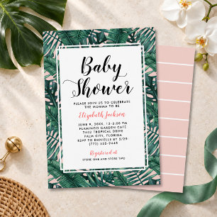 Invitation Baby Shower Moderne sur le Thème de la Feuille de