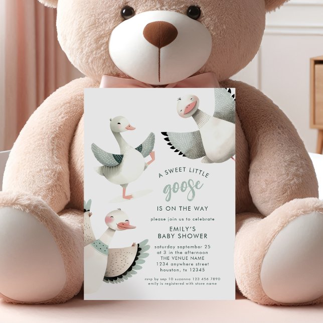 Invitation Baby shower moderne Sweet Little Goose (Créateur téléchargé)