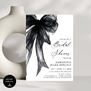 Invitation Baby shower moderne tendance Black Bow