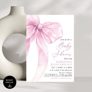 Invitation Baby shower moderne tendance Bow rose