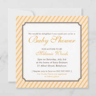 Invitation BABY SHOWER moderne vintage jolies rayures neutres