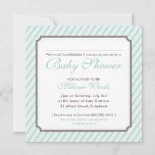 Invitation BABY SHOWER moderne vintage mignon rayures de bonb