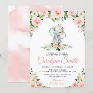 Invitation Baby shower modifiable rose floral
