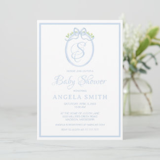 Invitation Baby shower monogramme