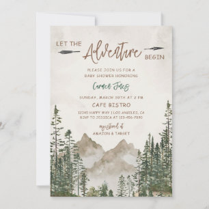Invitation Baby Shower Montagne Pin Bébé Vert Nature
