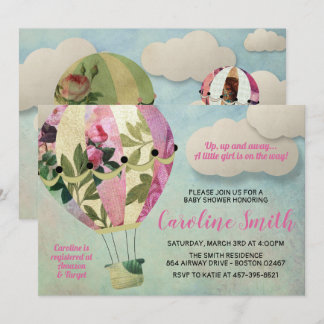 Invitation baby shower montgolfière