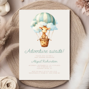 Invitation Baby Shower Montgolfière Girafe Aventure En Attent