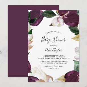 Invitation Baby shower Moody Purple Blooms