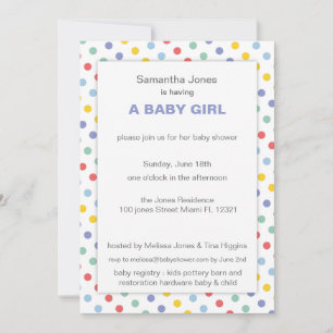 Invitation Baby shower Motif à points de la Polka Rainbow Spr