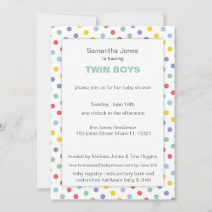 Invitation Baby Shower Motif Arc-en-Ciel à pois de Printemps