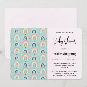 Invitation Baby Shower Motif Arc-en-Ciel Fantaisie Mignon