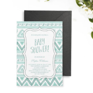 Invitation Baby shower Motif Baby Blue Tribal Aztec