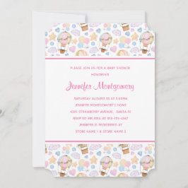 Invitation Baby shower Motif d'aquarelle à ballon chaud