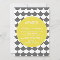 Invitation Baby shower Motif gris et jaune