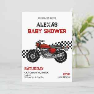 Invitation Baby shower moto classique