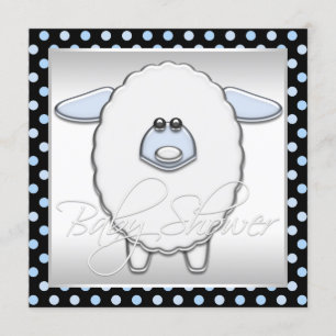 Invitation Baby Shower Mouton Bleu Mignon