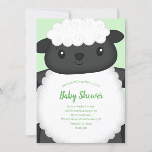 Invitation Baby shower mouton vert