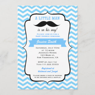 Invitation Baby shower Mustache Little Man