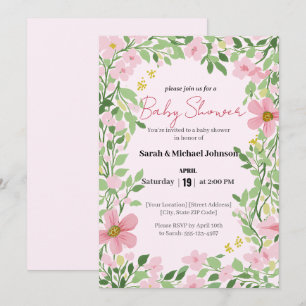 Invitation Baby shower naturel du jardin