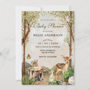 Invitation Baby shower NATUREL EN BOIS VERT Brown