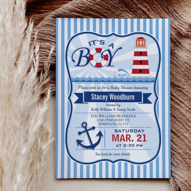 Invitation Baby shower Nautical Lighthouse (Créateur téléchargé)