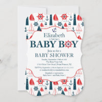 Baby shower Nautical Lighthouse Sailboat Boys