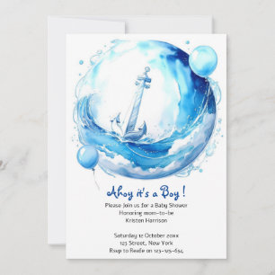 Invitation Baby shower Nautical Ocean Theme Boy