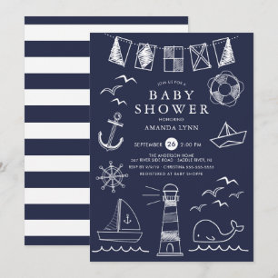 Invitation Baby shower Nautical Sailboat Boy