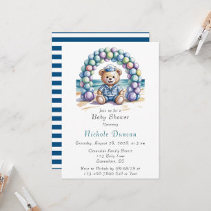 Invitation Baby shower Nautical Teddy Bear Beach Boy