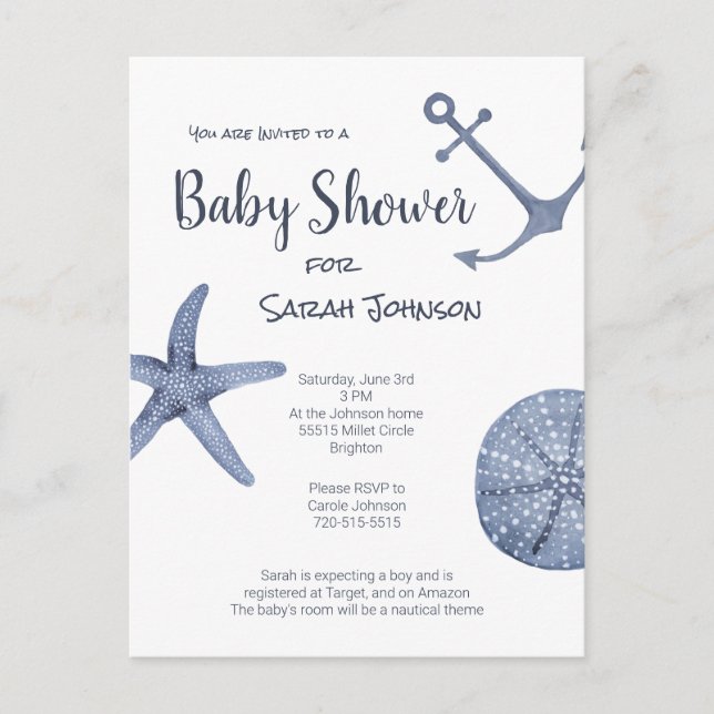 Invitation Baby shower nautique (Devant)