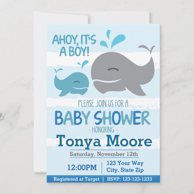 Invitation Baby shower nautique (Devant)