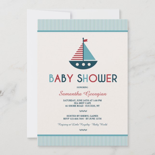 Invitation Baby shower nautique (Devant)