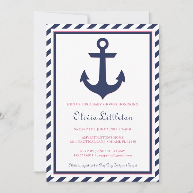 Invitation Baby shower nautique - Ahoy C'est une f (Devant)