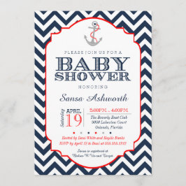 Invitation Baby shower nautique, Chevron marine ro