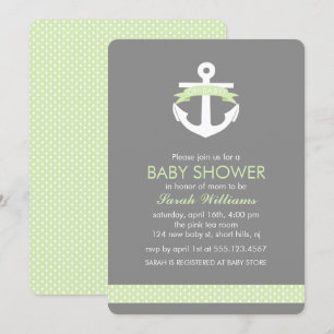 Invitation Baby shower nautique de thème d'Ancre verte