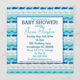 Invitation Baby shower nautique du Surf N Fishies