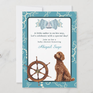 Invitation Baby shower nautique et Goldendoodle Boy