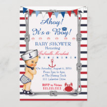 Baby shower nautique Invitation, Baby shower