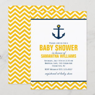 Invitation Baby shower nautique jaune
