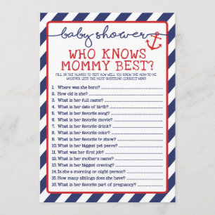 Invitation Baby shower Nautique Jeu Qui Connaît Mommy Meilleu