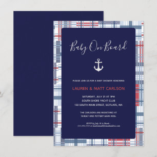 Invitation Baby shower - Nautique, Preppy, Navy