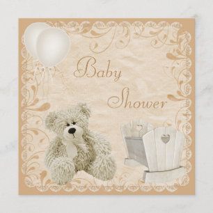 Invitation Baby shower neuf chic Teddy & Crib
