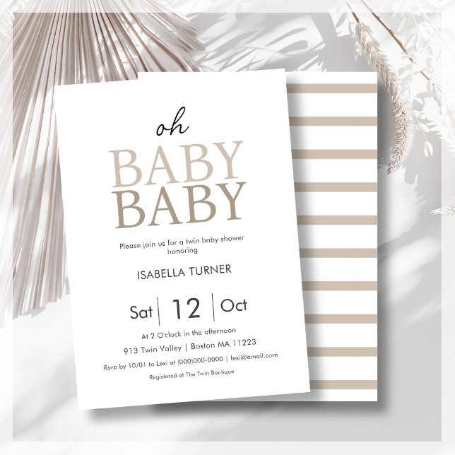 Invitation Baby shower Neutral Unisex Twins (Créateur téléchargé)