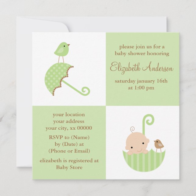 Invitation Baby shower neutre (Devant)